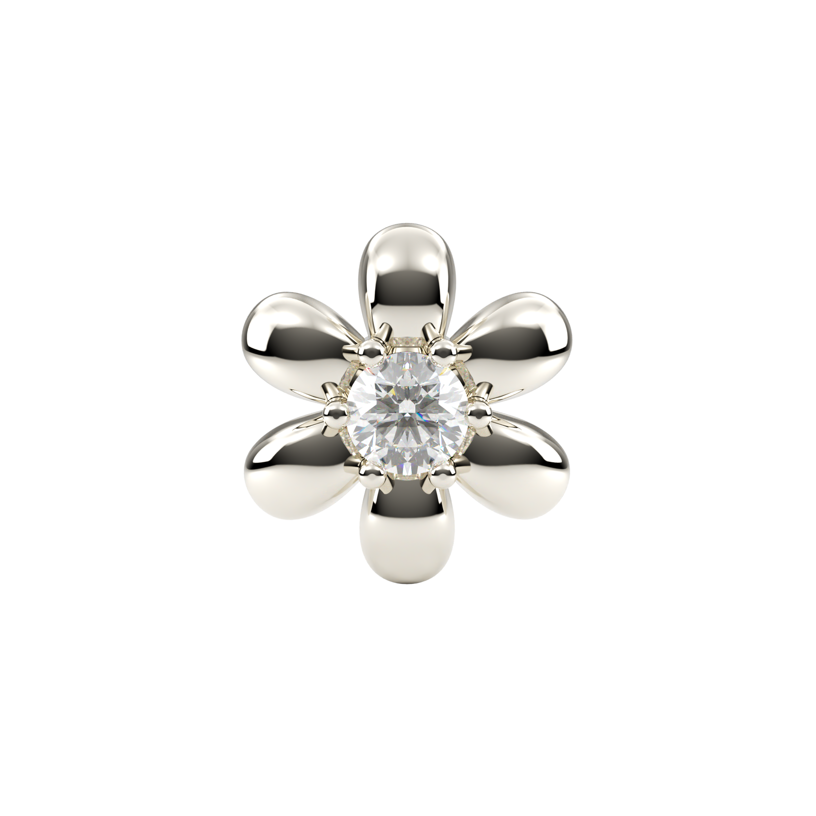 SKINNY SILVER DAISY CHARM (WHITE)