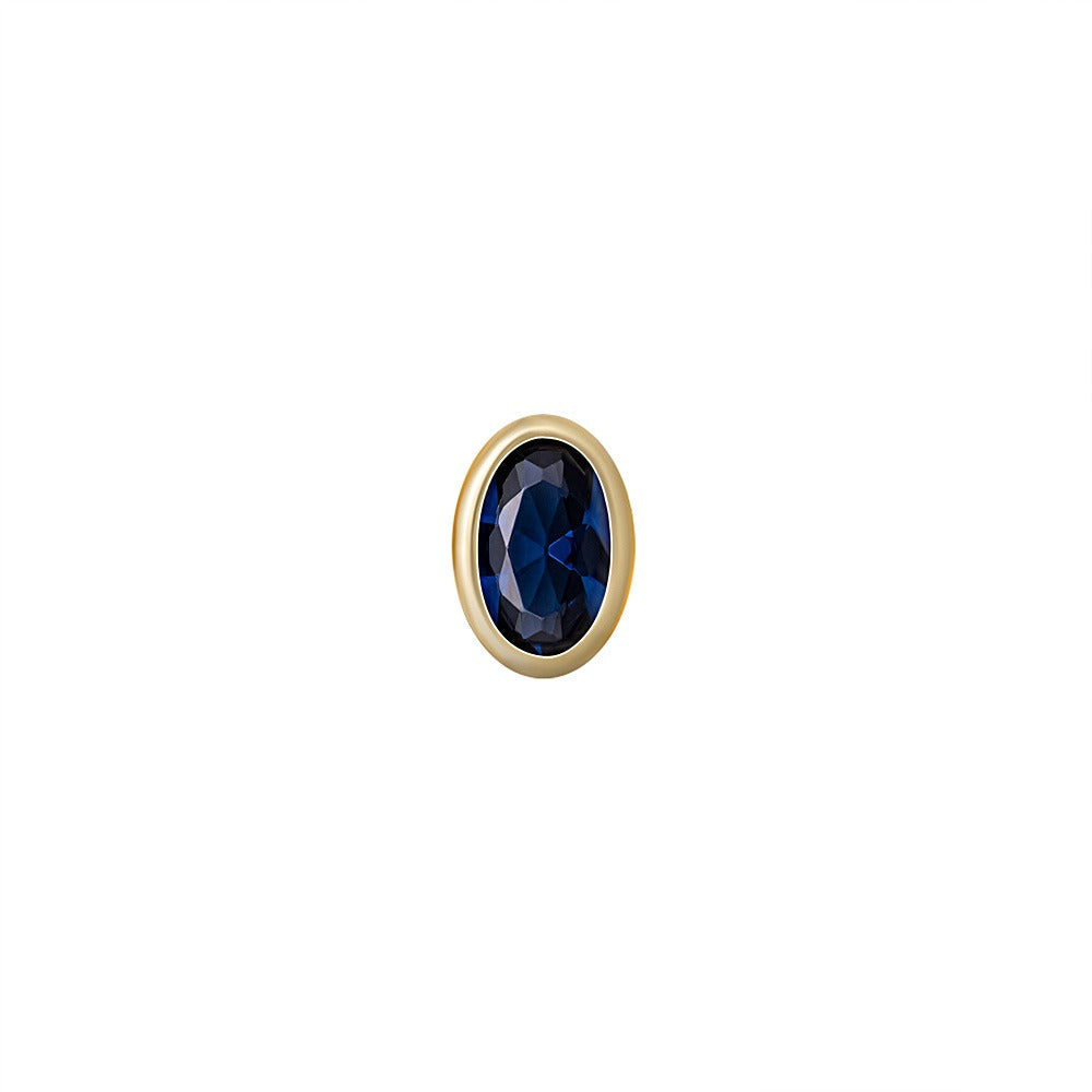 SKINNY SILVER FANCY BLUE OVAL (YELLOW)