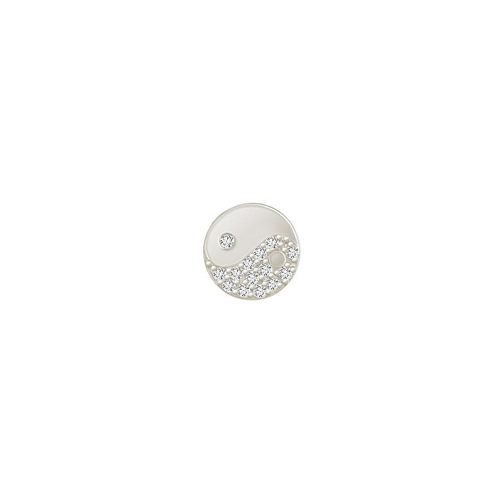 SKINNY SILVER YIN YANG CHARM (WHITE)