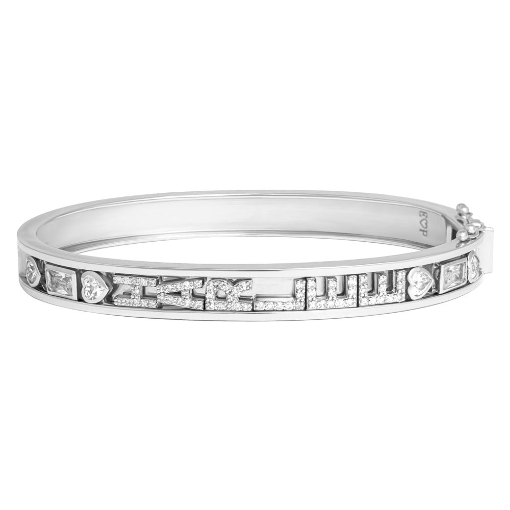 LARGE SKINNY SILVER BANGLE (WHITE)