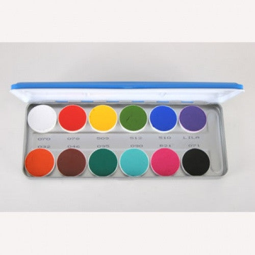 Kryolan 12 Color Vivid Aquacolor Face Paint Palette