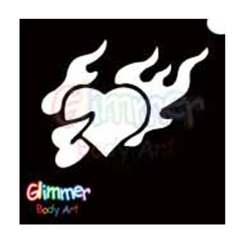 Glimmer Body Art Hearts Flame - 1 Stencils (5/pack)