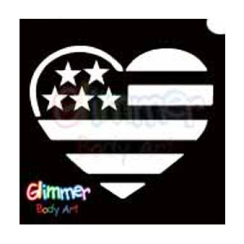 Glimmer Body Art USA Flag Heart Stencils (5/pack)