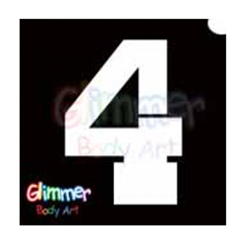 Glimmer Body Art Jersey Number - 4 Glitter tattoo Stencils (5/pack)