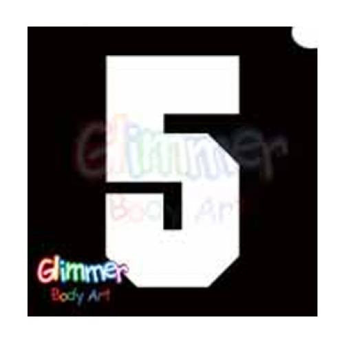 Glimmer Body Art Jersey Number - 5 Glitter tattoo Stencils(5/pk)