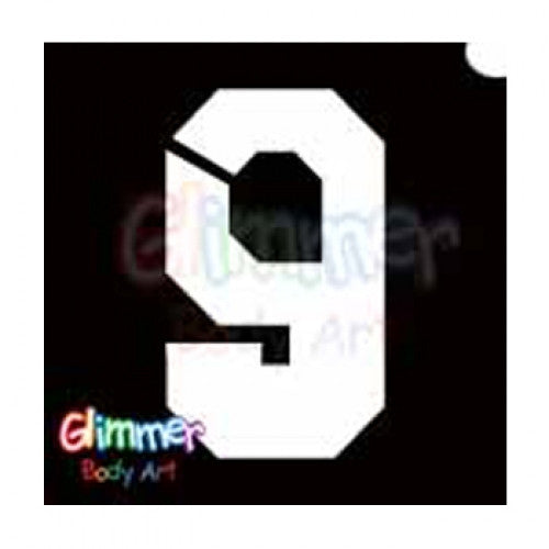 Glimmer Body Art Jersey Number - 9 Glitter tattoo Stencils (5/pack)