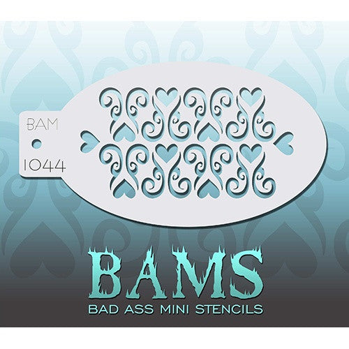 Bad Ass Mini Stencils - BAM1044 - Filligree Hearts