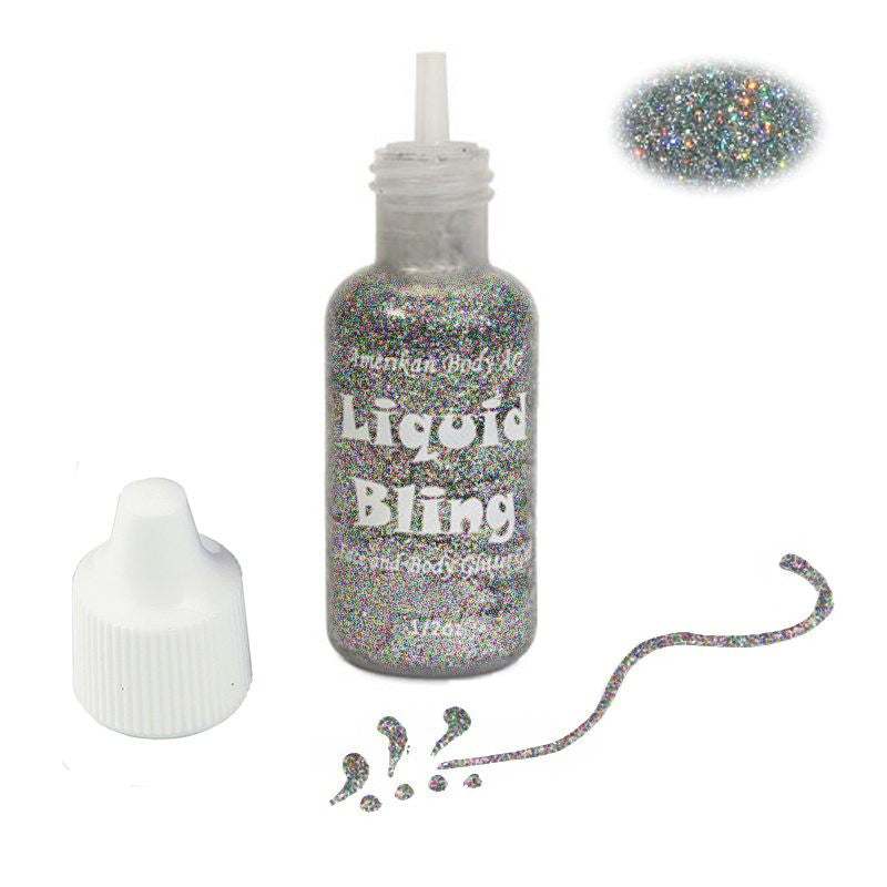 Amerikan Body Art Holographic Silver Liquid Bling Glitter  (0.5 oz)