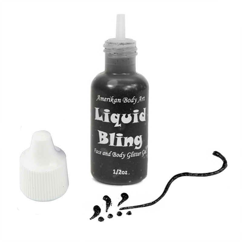 Amerikan Body Art Jet Black Liquid Bling Glitter  (0.5 oz)