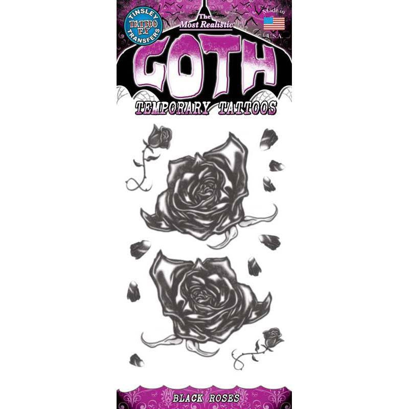Tinsley Transfers Black Roses Gothic Temporary Tattoo