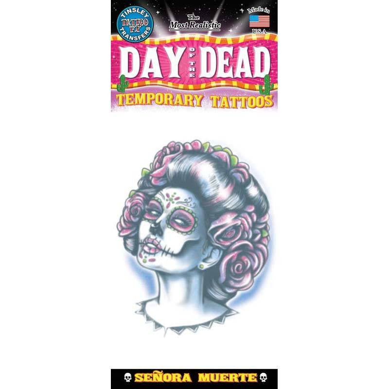 Tinsley Transfers Senora Muerte Day Of The Dead Temporary Tattoo