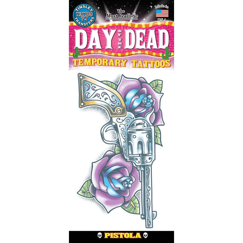 Tinsley Transfers Pistola Day Of The Dead Temporary Tattoo
