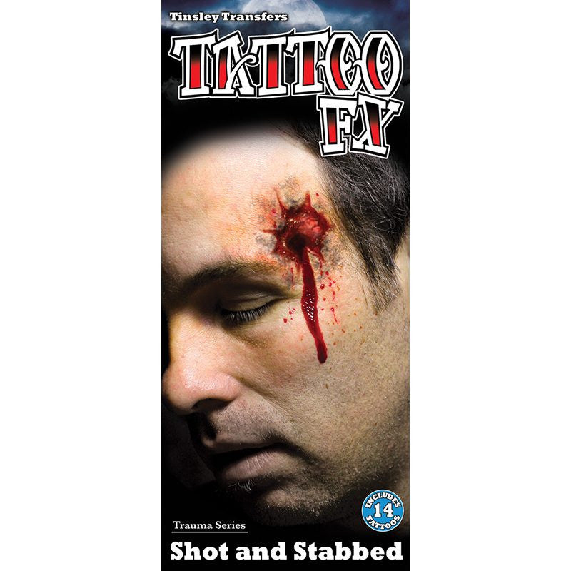 Tinsley Transfers Shot & Stabbed Gorywood Temporary Tattoo