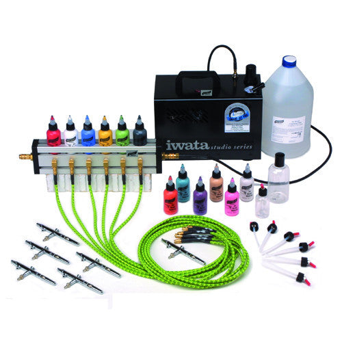 Graftobian Six Brush Airbrush System with 12 Colors (2 oz)