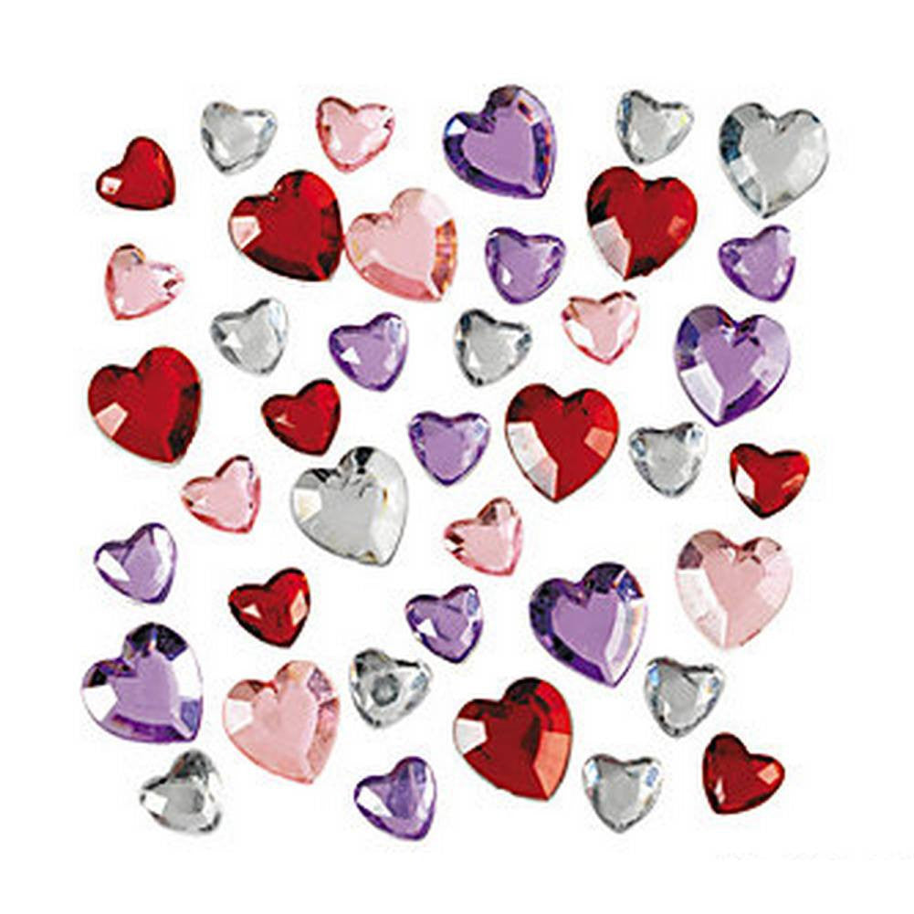 Plastic Jewel Face & Body Blings - Hearts, Assorted (150/pack)