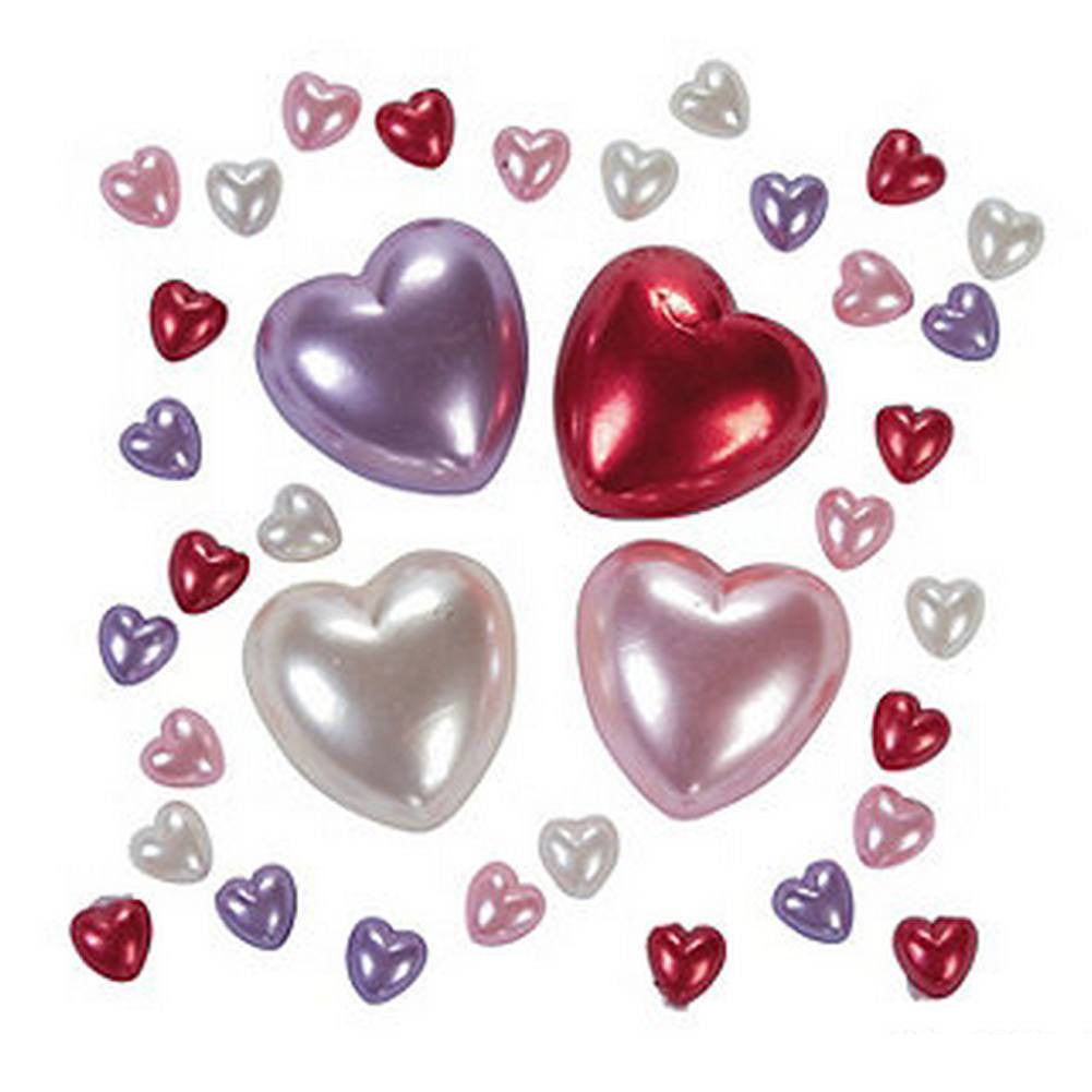 Self Adhesive Plastic Face & Body Blings - Pearl Hearts (100/pack)