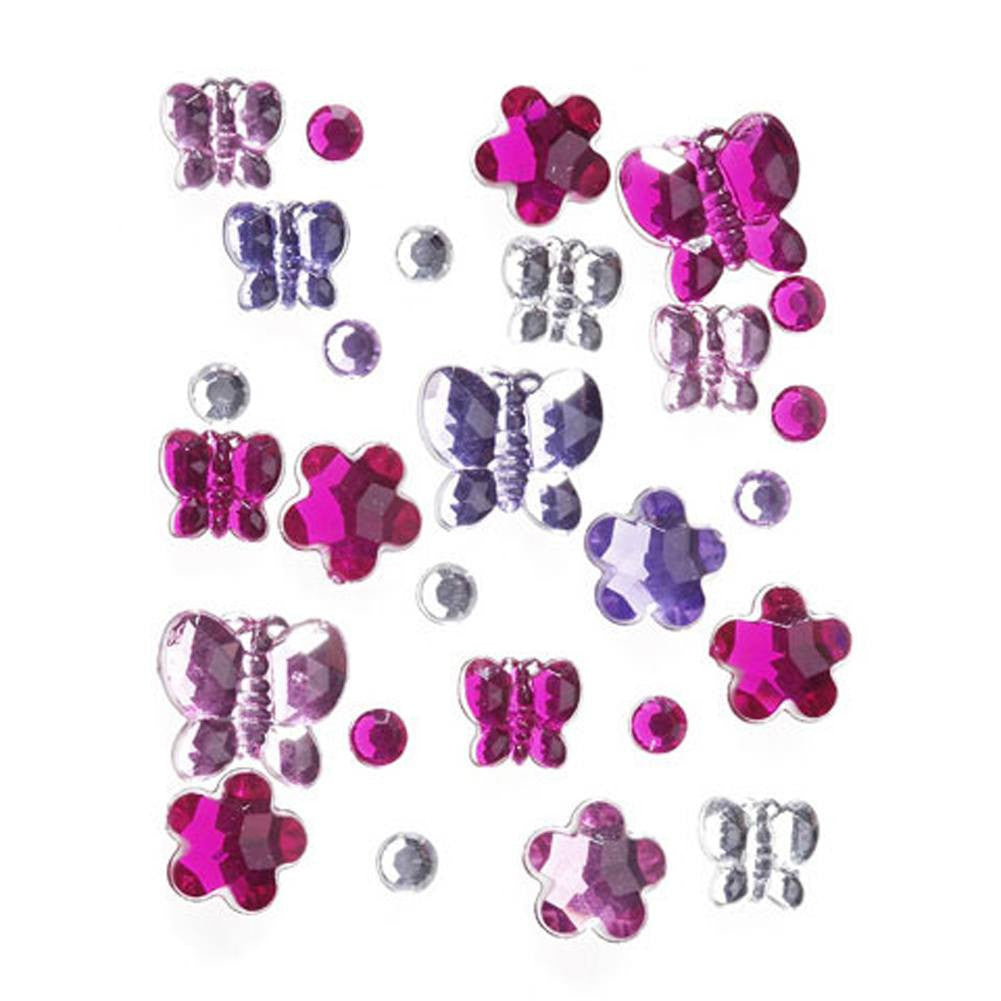 Self Adhesive Rhinestone Blings - Butterflies/Flowers (27/pack)