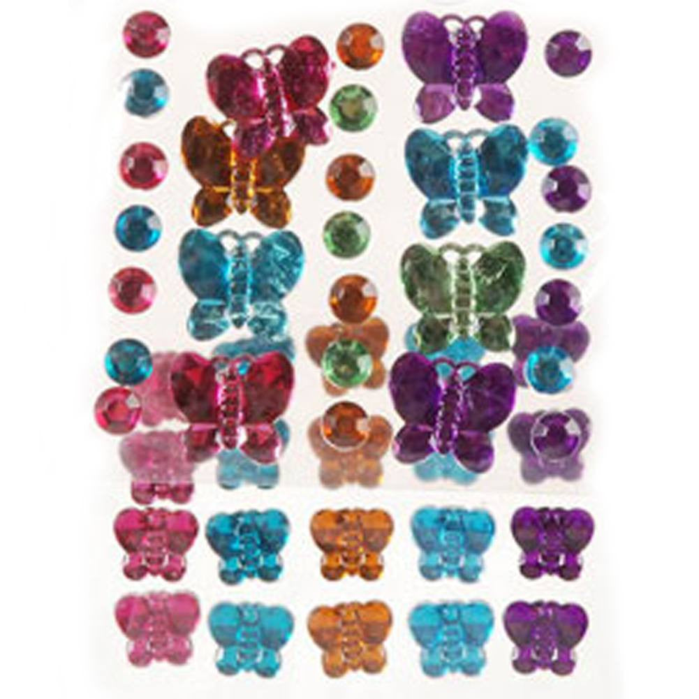 Self Adhesive Rhinestone Blings - Butterflies/Rounds (49/pack)