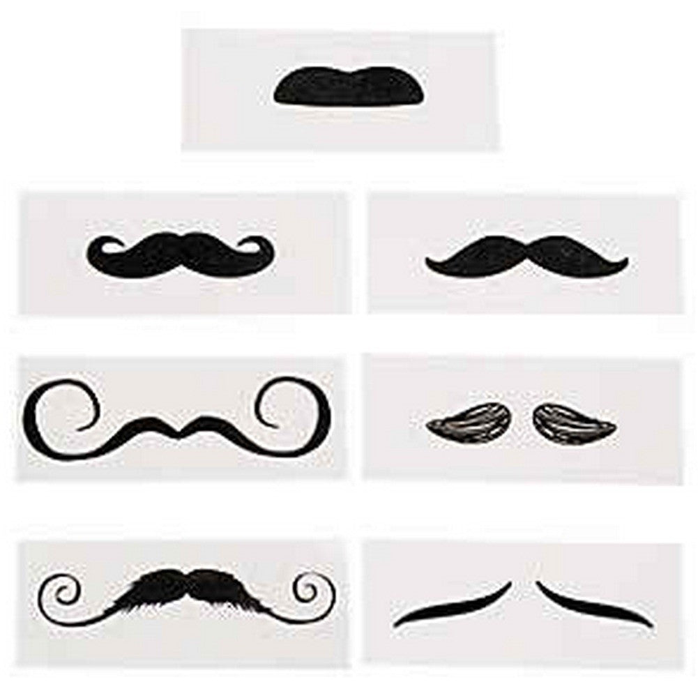 Life Size Temporary Moustache Assorted Pack (12/pack)